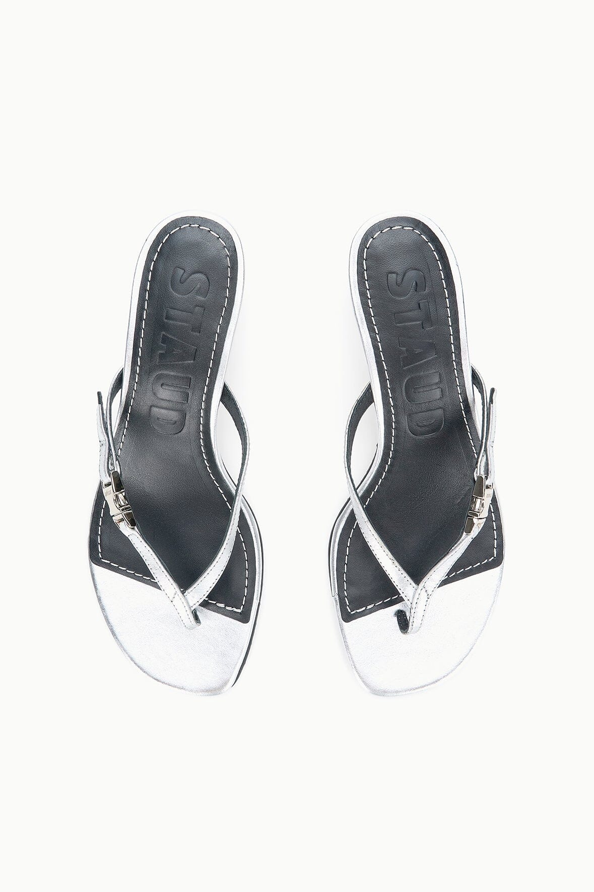 STAUD | Flynn Kitten Heel Silver
