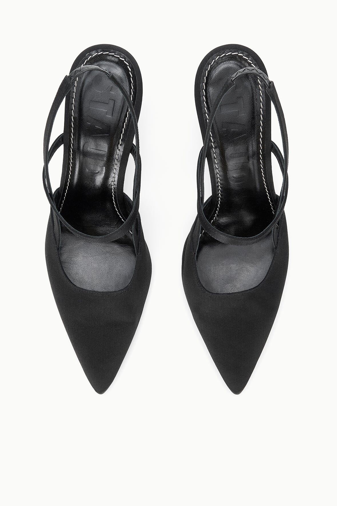 STAUD | Sebastian High Heel Slingback Black Satin