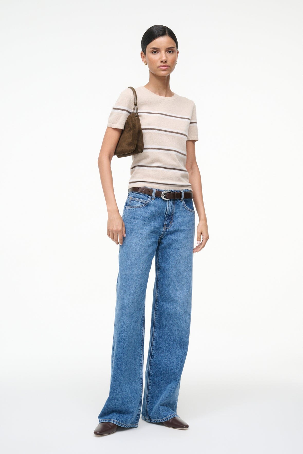 STAUD | Easy Cashmere Tee Whisper Stripe