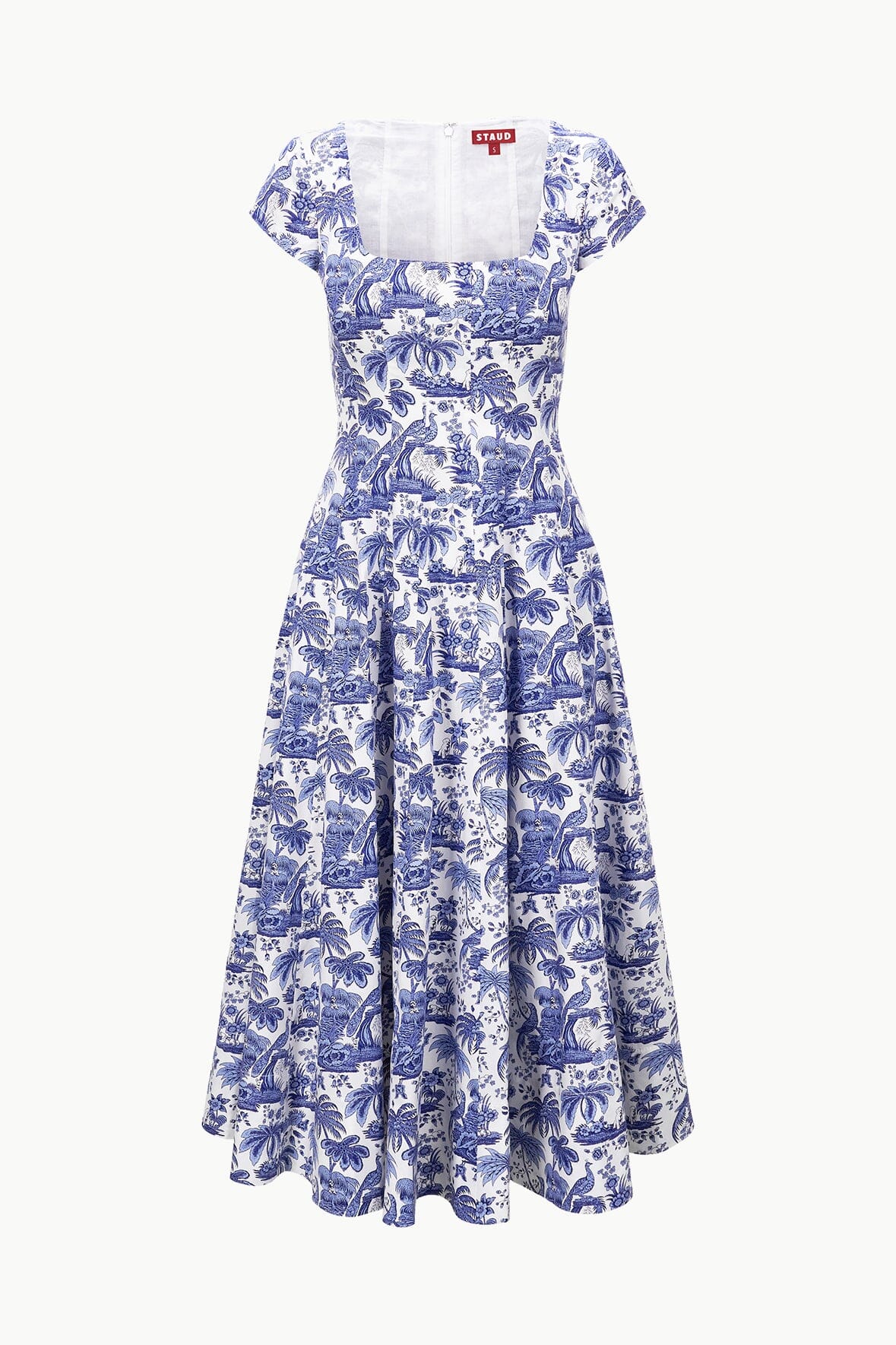 STAUD | Short Sleeve Wells Dress Blue Toile