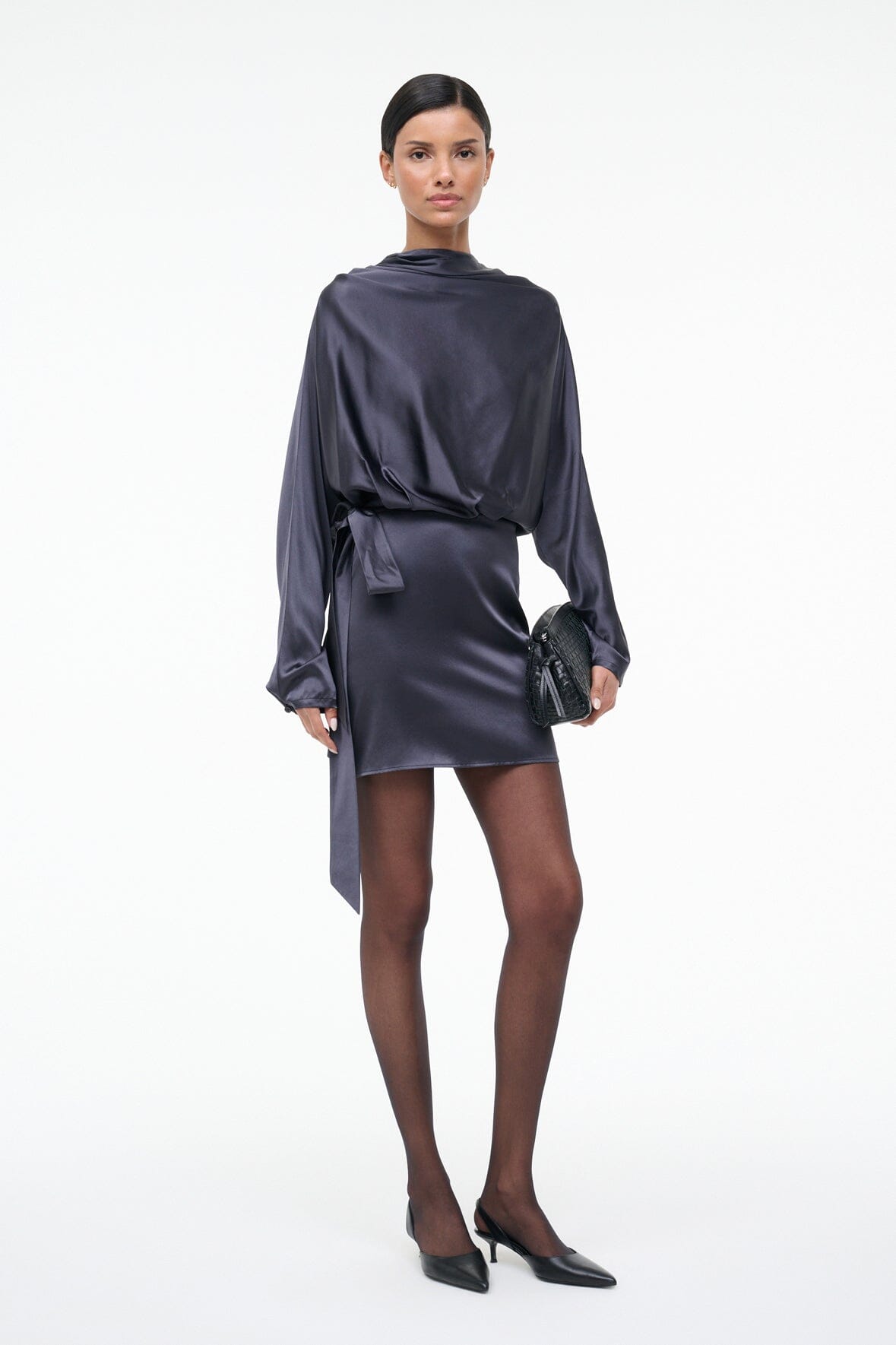 STAUD | Phoebe Silk Mini Dress Nocturne