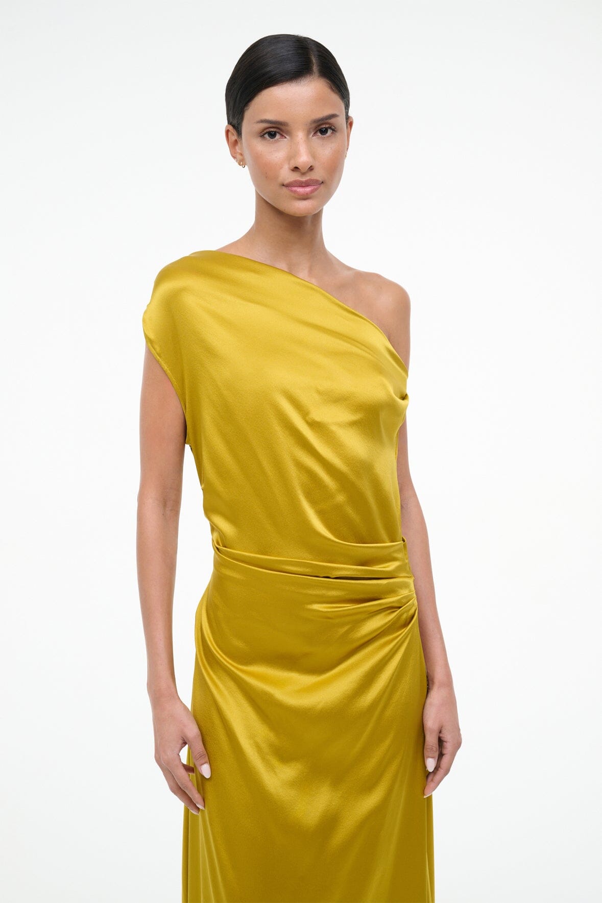 STAUD | Maxi Phare Silk Dress Turmeric