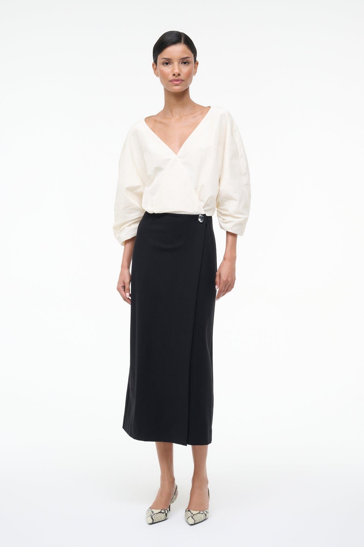 STAUD | Orion Dress Ivory Black