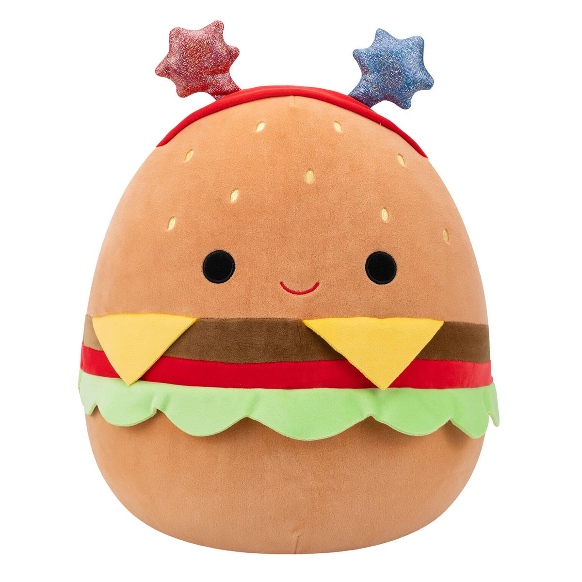 Squishmallows - Squishmallows 14" Carl the Cheeseburger with Red and Blue Star Headband | Jazwares