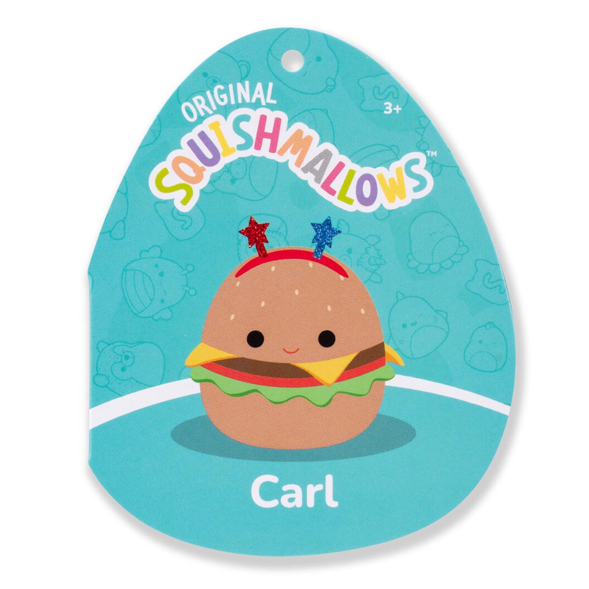 Squishmallows - Squishmallows 14" Carl the Cheeseburger with Red and Blue Star Headband | Jazwares