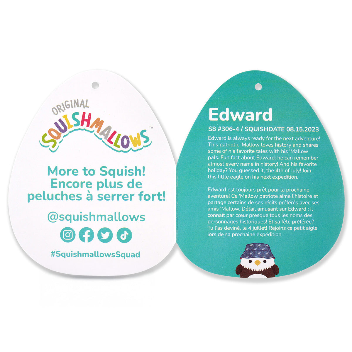 Squishmallows - Squishmallows 5" Edward the Bald Eagle with Bucket Hat | Jazwares