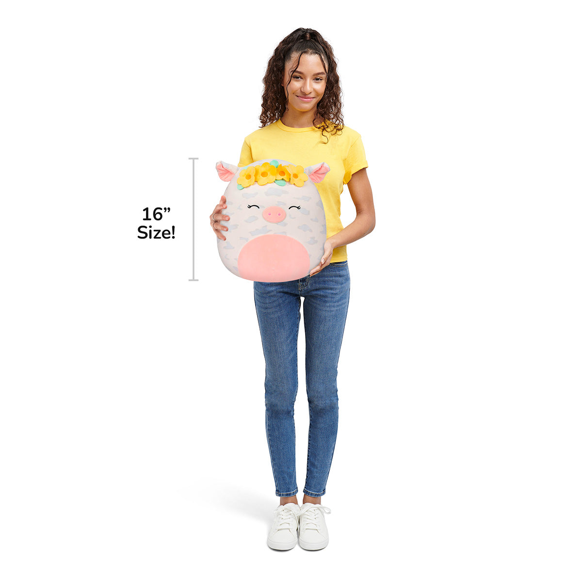 Squishmallows - Squishmallows 16" Rosie the Spotted Pig with Yellow Flower Crown | Jazwares