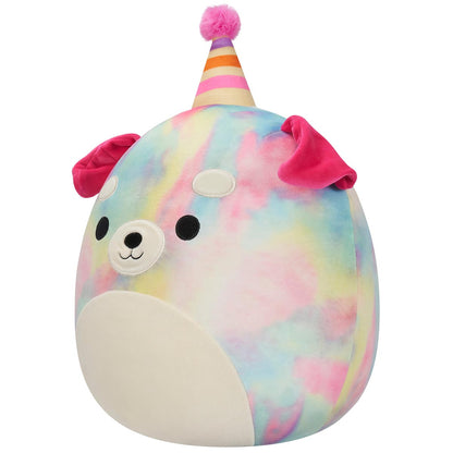Squishmallows - Squishmallows 12" Delenne the Rainbow Tie-Dye Dog With Party Hat | Jazwares