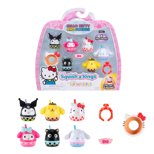 Squishmallows - Squish-a-longs Hello Kitty and Friends Boba 6-Pack | Jazwares