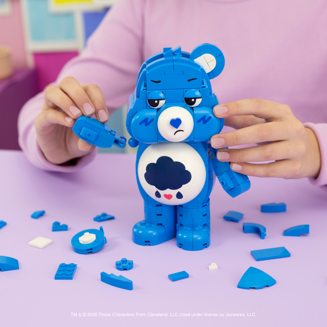 Squishmallows - Care Bears Grumpy Bear Building Set - 7-Inch Buildable Articulated Fig