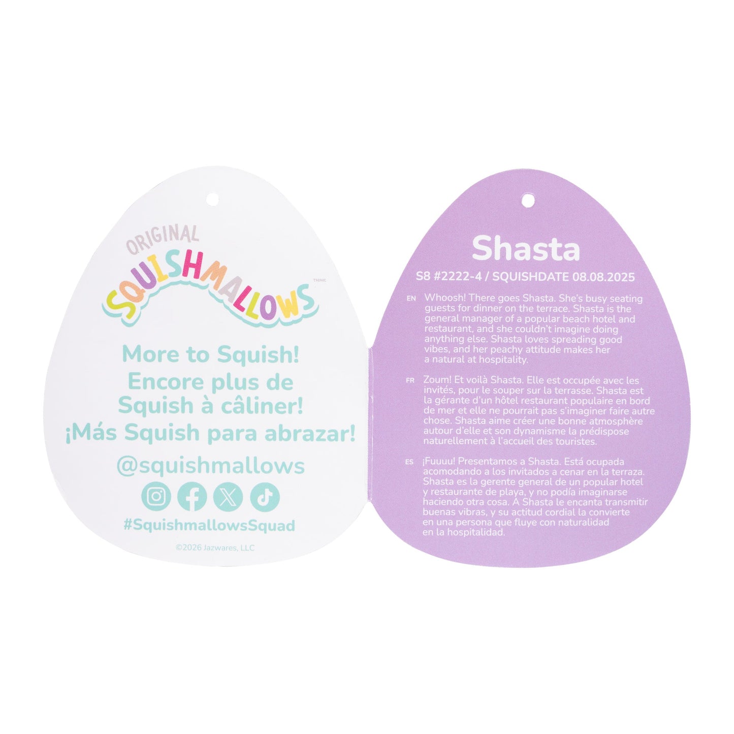 Squishmallows - Squishmallows 8" Shasta the Peach Bigfoot Holding Teacup | Jazwares