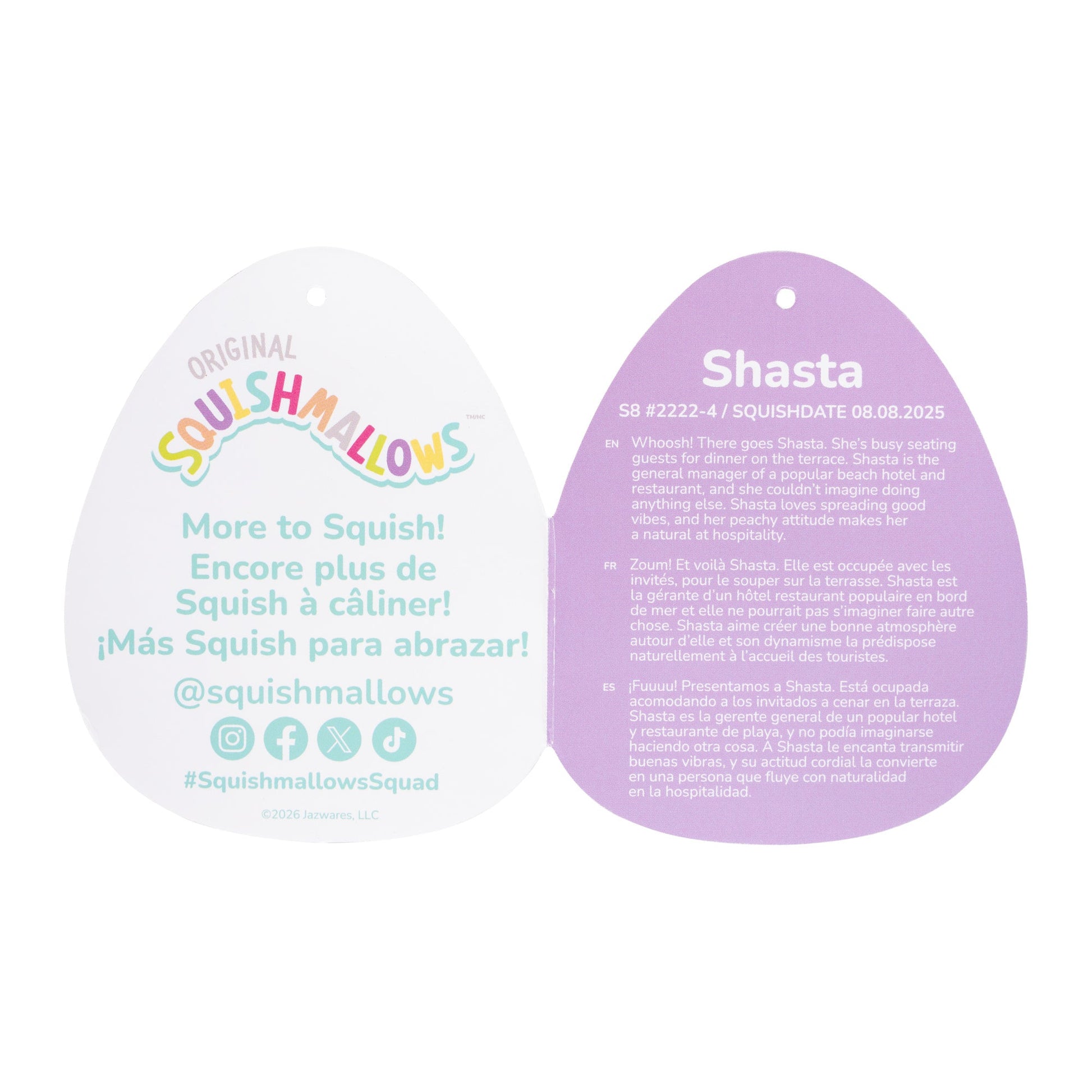 Squishmallows - Squishmallows 8" Shasta the Peach Bigfoot Holding Teacup | Jazwares