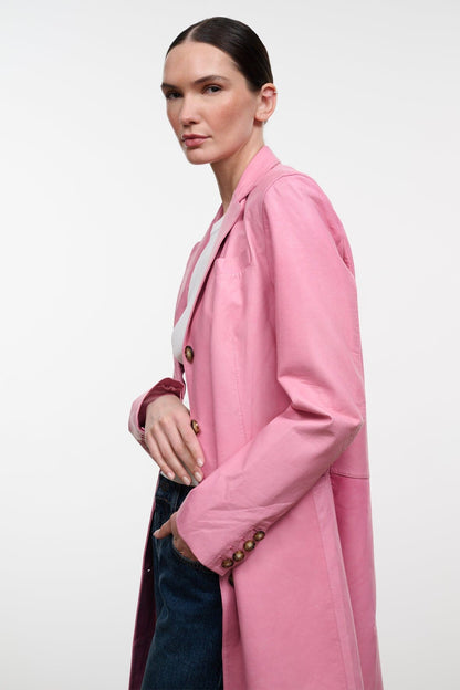 STAUD | Wyatt Leather Coat Wild Rose