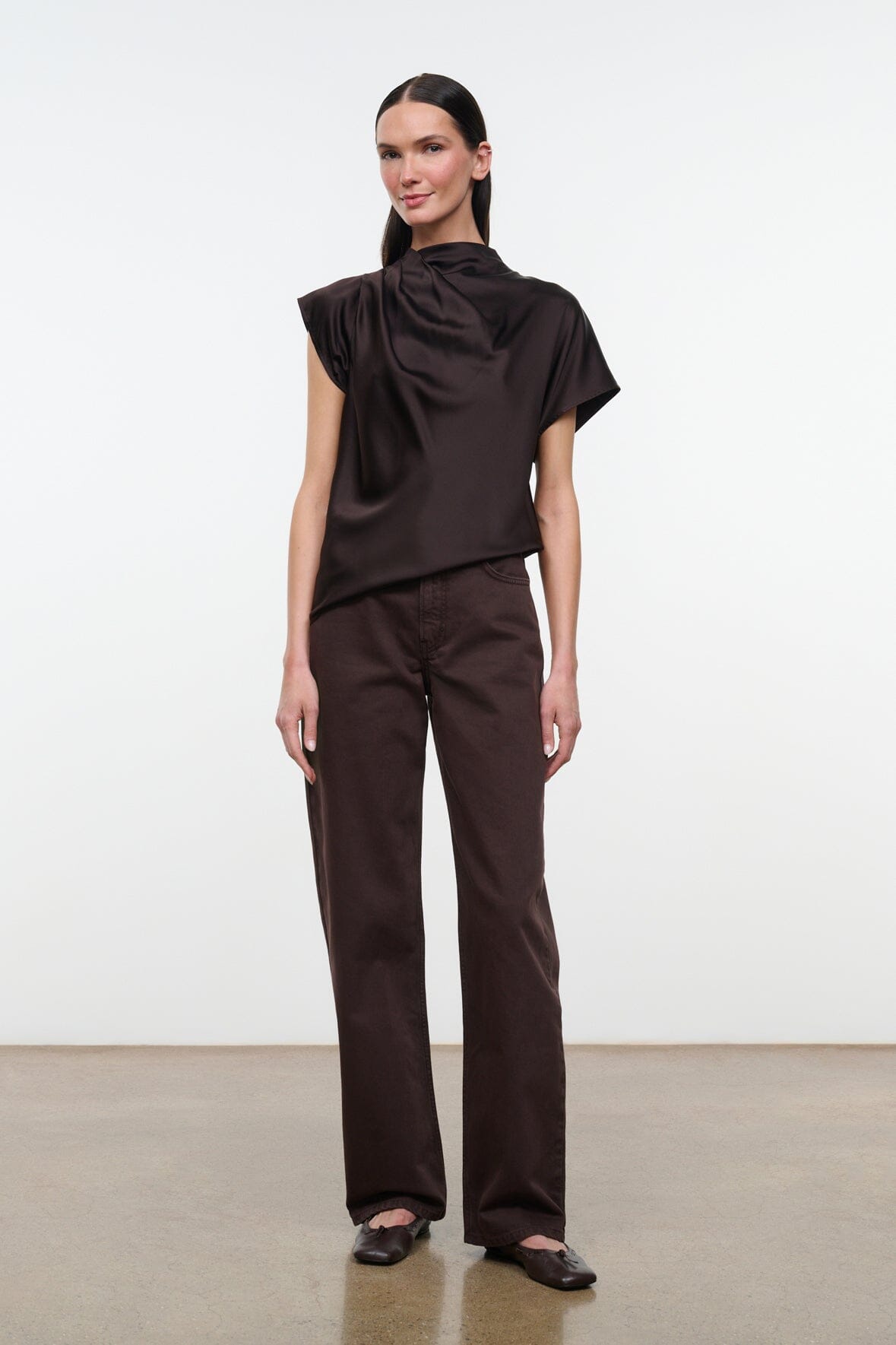 STAUD | Davina Silk Top Earth