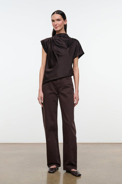 STAUD | Davina Silk Top Earth