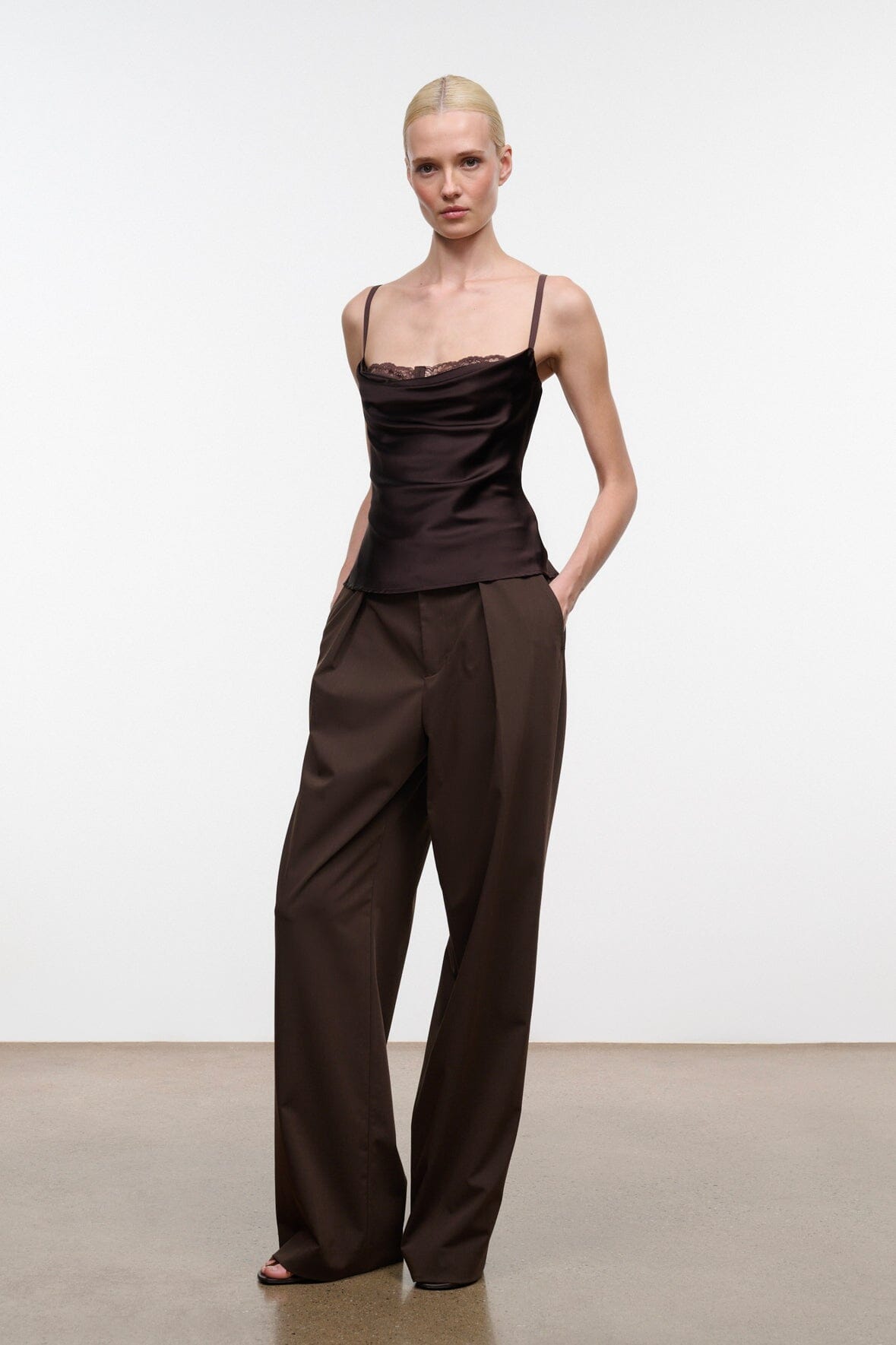 STAUD | Evangeline Silk Top Earth