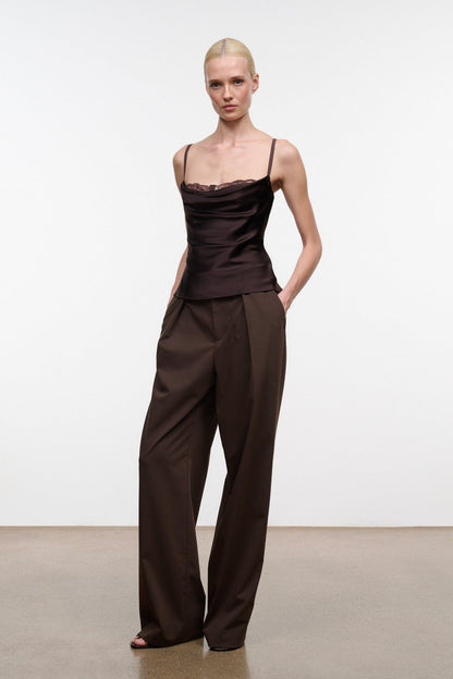 STAUD | Evangeline Silk Top Earth