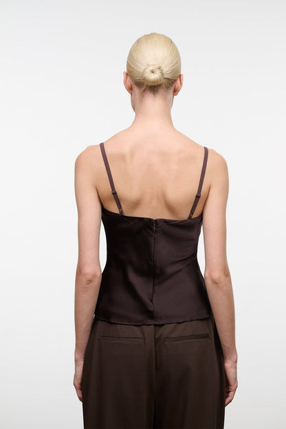STAUD | Evangeline Silk Top Earth