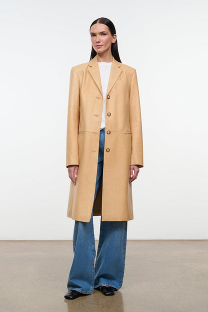 STAUD | Wyatt Leather Coat Cashew