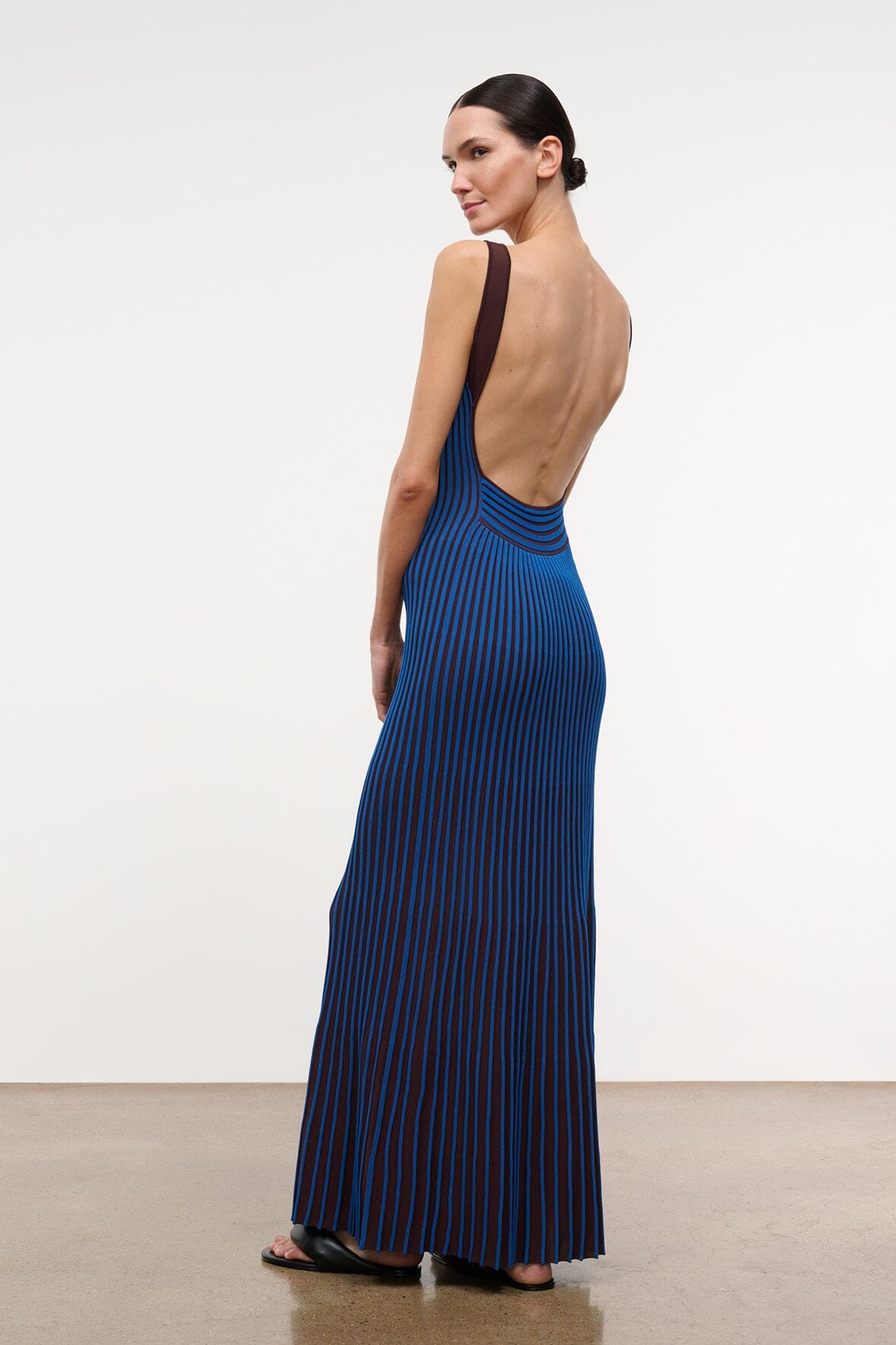 STAUD | Claretta Dress Espresso Cobalt