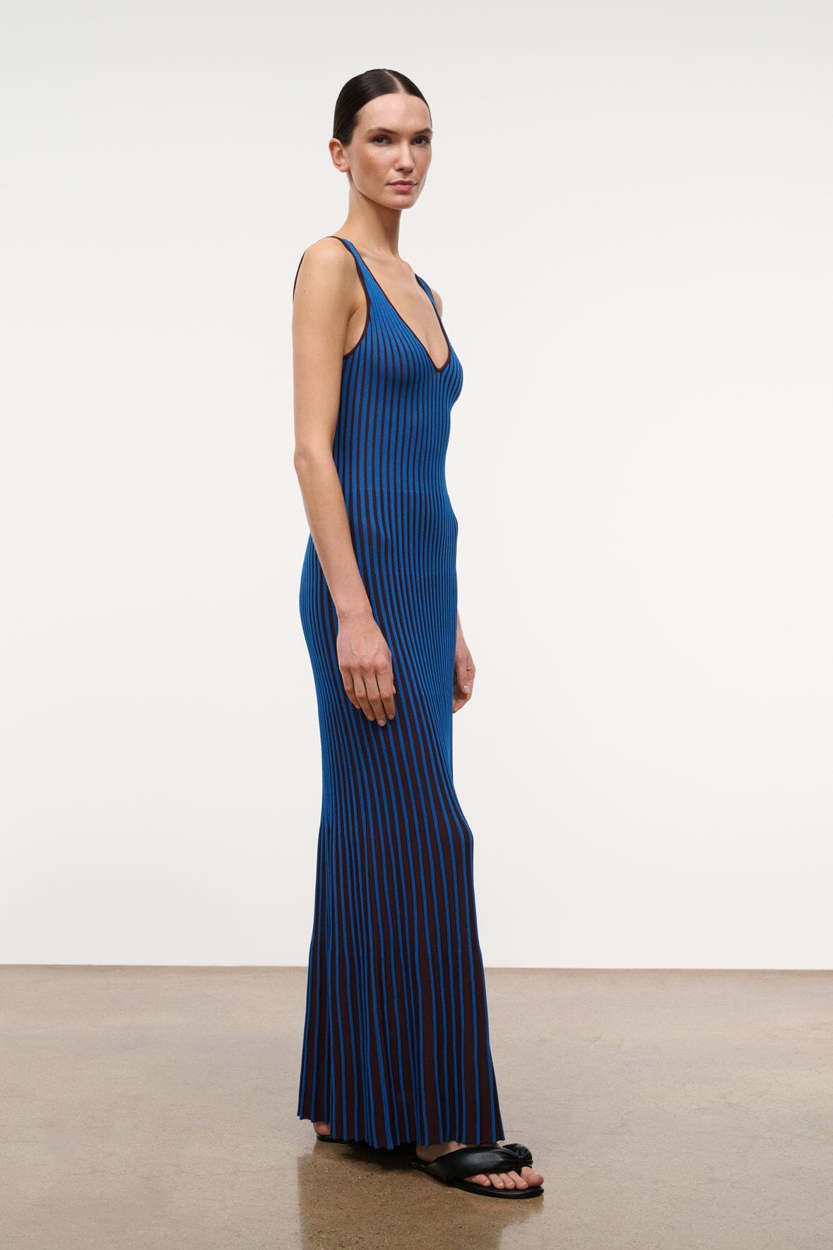 STAUD | Claretta Dress Espresso Cobalt