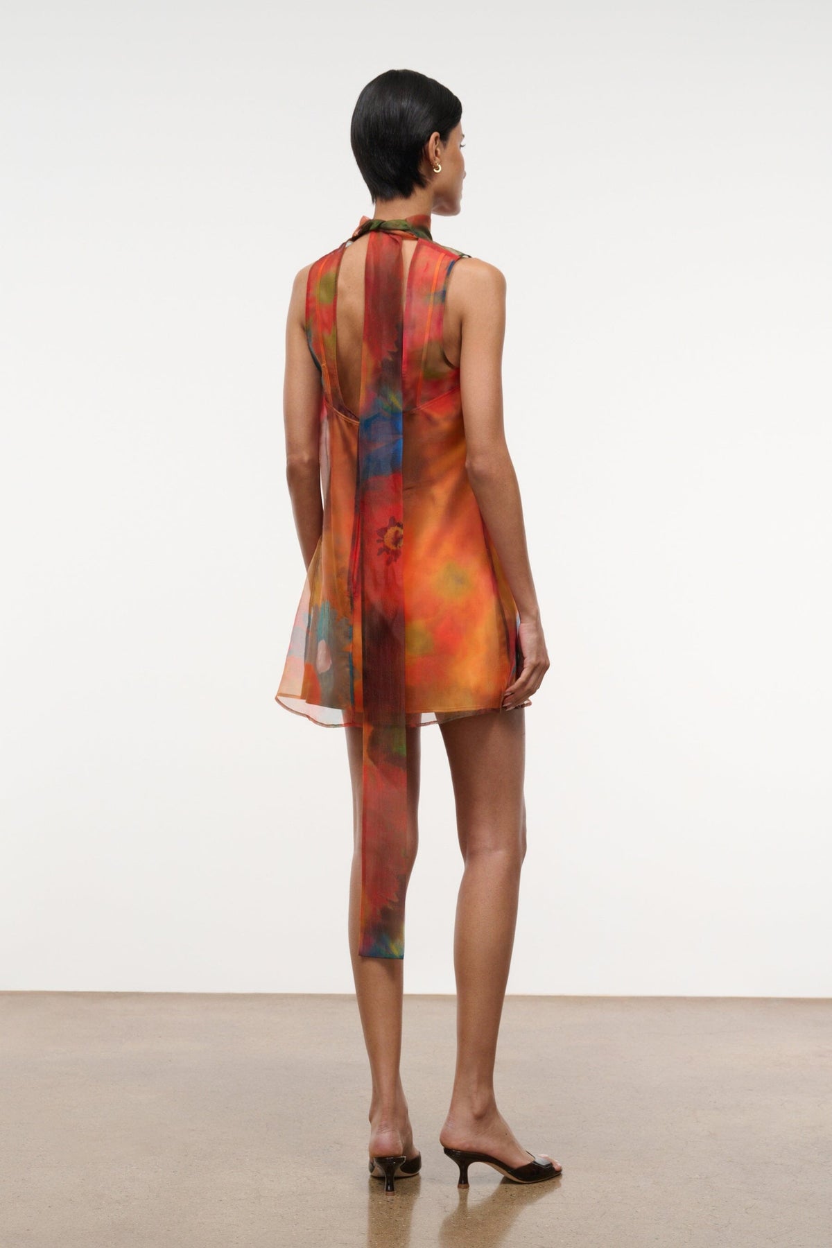 STAUD | Albee Mini Dress - Sheer Organza With Abstract Floral Print