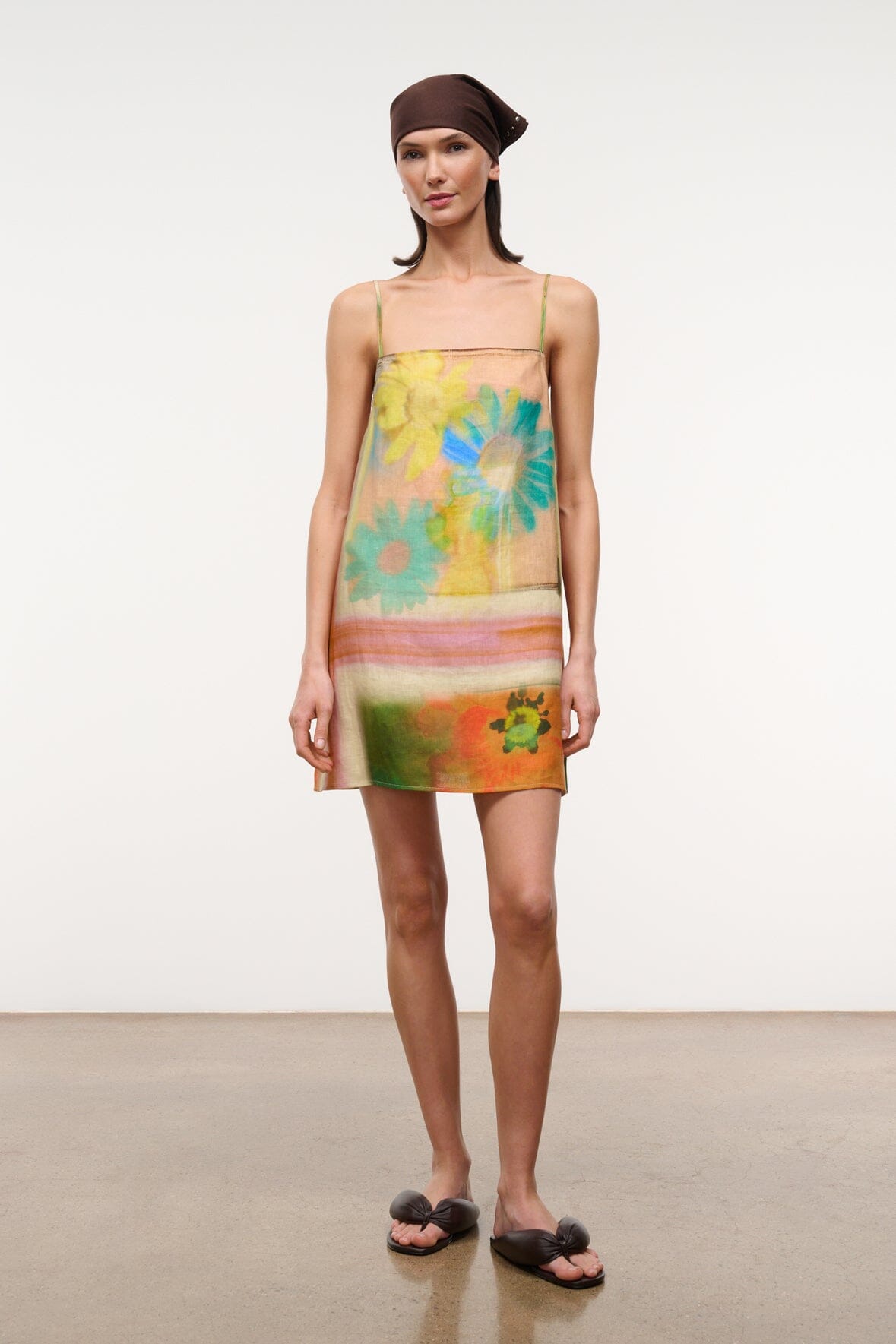 STAUD | Laura Linen Mini Dress Superbloom Scarf
