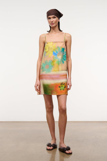 STAUD | Laura Linen Mini Dress Superbloom Scarf