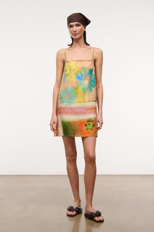 STAUD | Laura Linen Mini Dress Superbloom Scarf