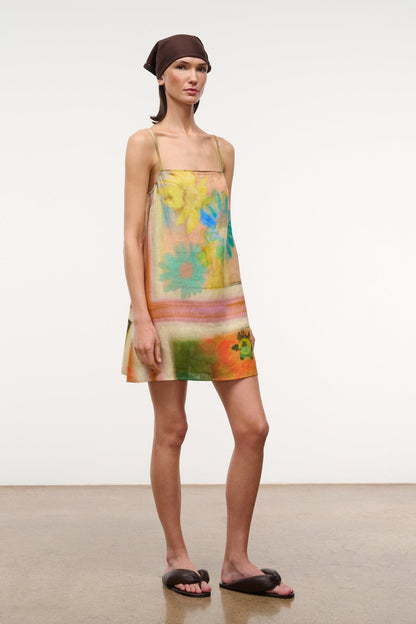 STAUD | Laura Linen Mini Dress Superbloom Scarf
