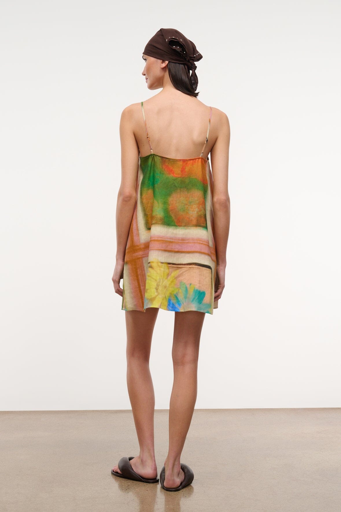 STAUD | Laura Linen Mini Dress Superbloom Scarf