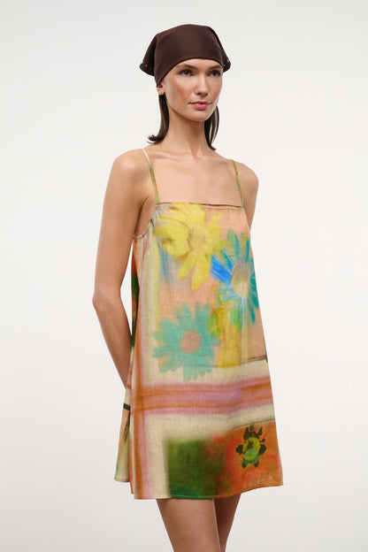 STAUD | Laura Linen Mini Dress Superbloom Scarf
