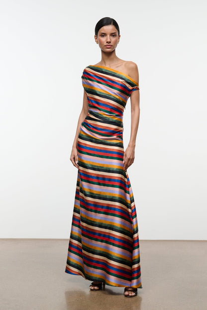 STAUD | Phare Silk Maxi Dress Artist Stripe