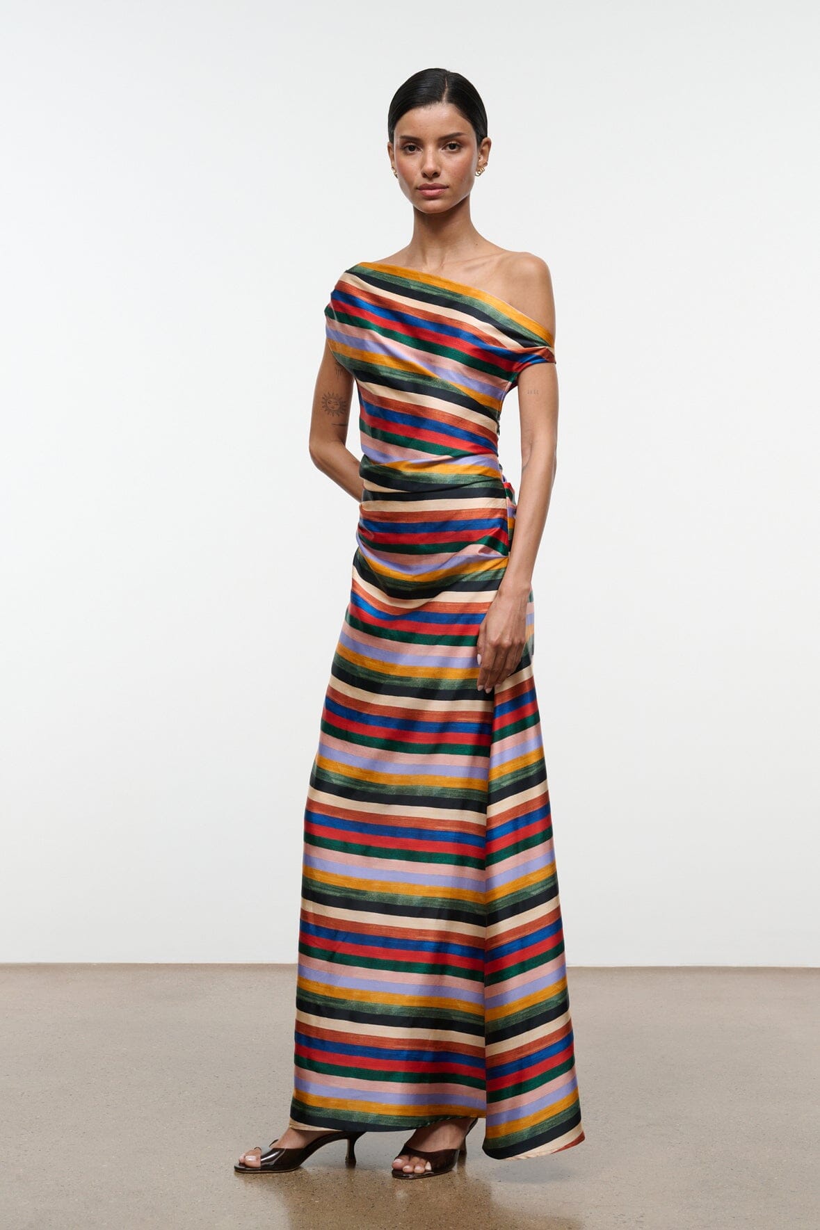 STAUD | Phare Silk Maxi Dress Artist Stripe