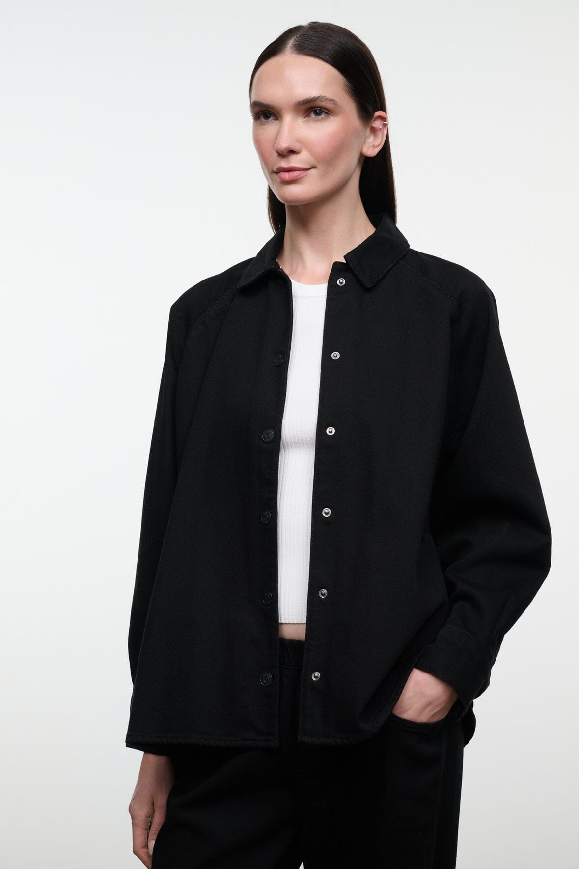 STAUD | Myles Shirt Jacket Black