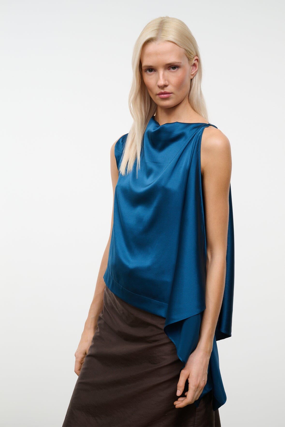 STAUD | Sabina Silk Top Harbor