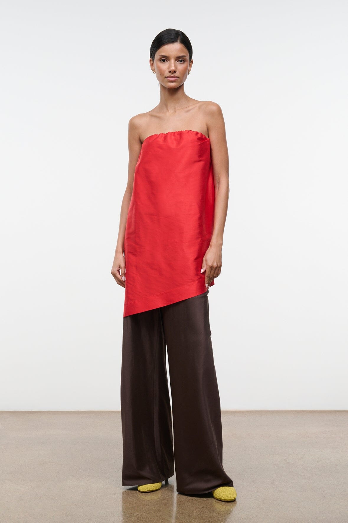 STAUD | Georgia Silk Convertible Top Red Rose