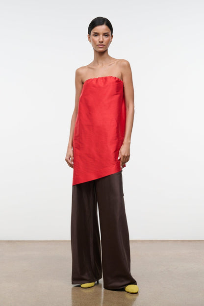 STAUD | Georgia Silk Convertible Top Red Rose