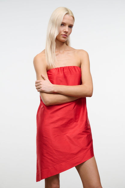 STAUD | Georgia Silk Convertible Top Red Rose