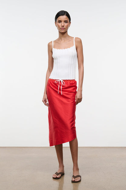 STAUD | Georgia Silk Convertible Top Red Rose