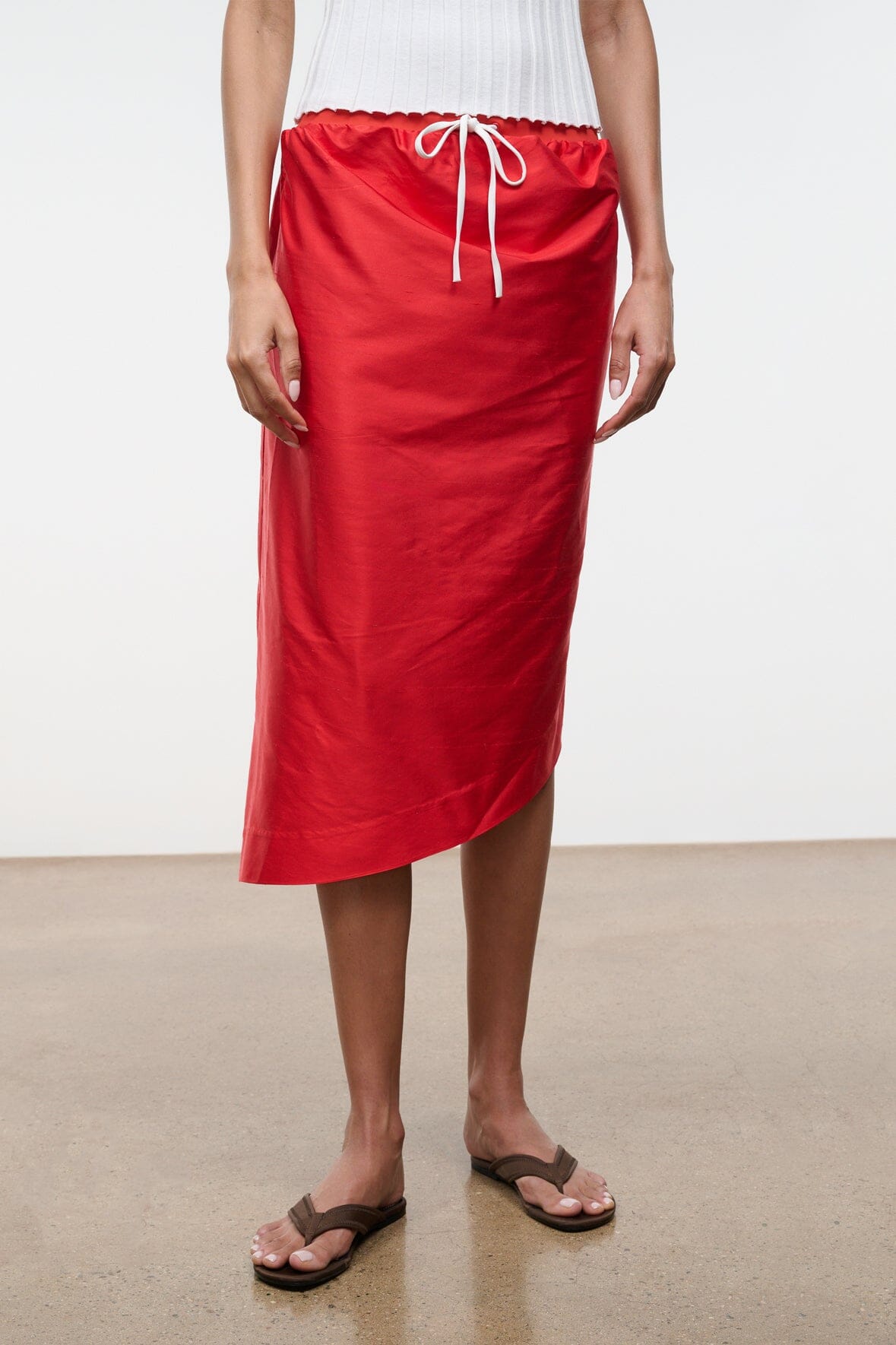 STAUD | Georgia Silk Convertible Top Red Rose