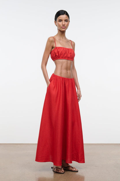 STAUD | Fiore Linen Top Tomato