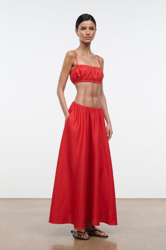 STAUD | Fiore Linen Top Tomato