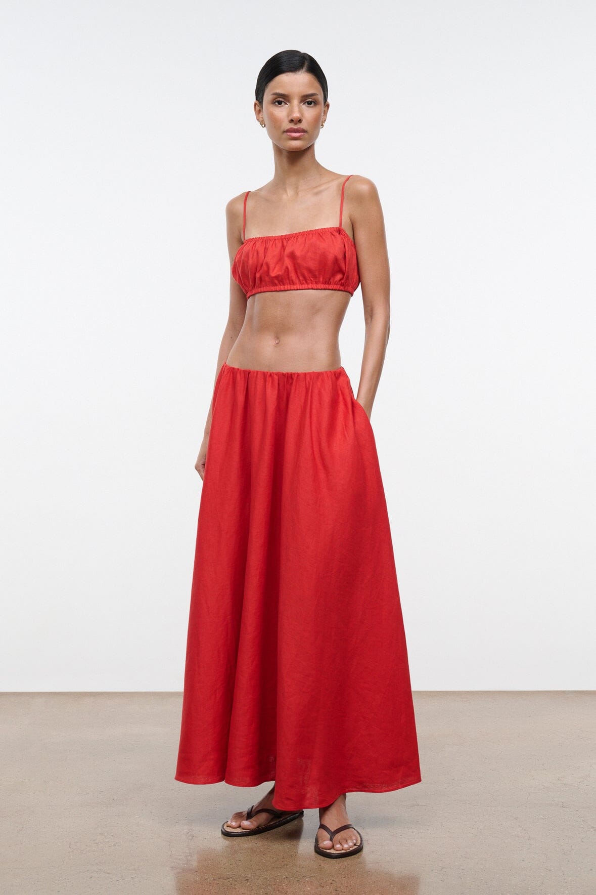 STAUD | Fiore Linen Top Tomato