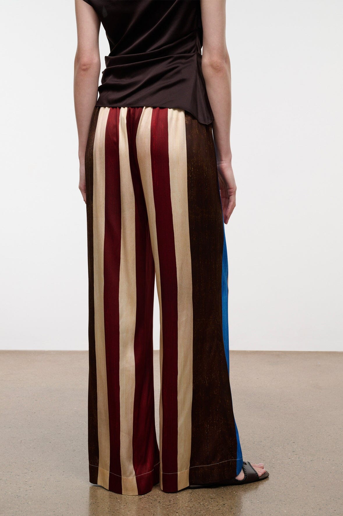 STAUD | Stroll Silk Pant Caffe Stripe