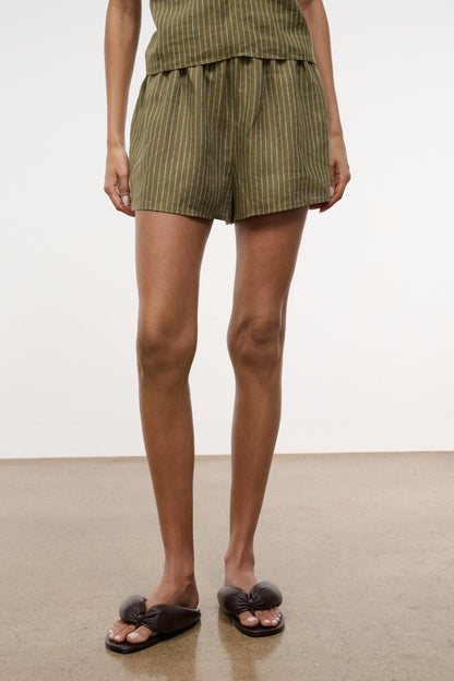 STAUD | Paddle Linen Short Porto Stripe
