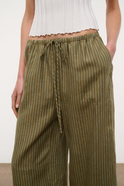 STAUD | Mateo Linen Pant Porto Stripe