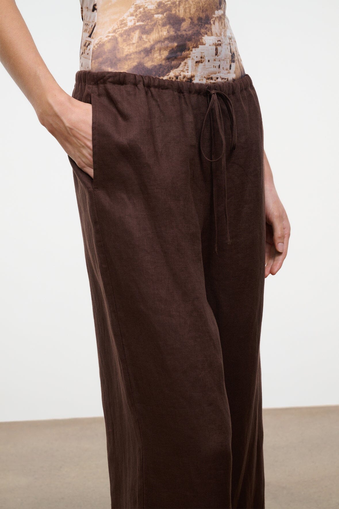 STAUD | Mateo Linen Cropped Pant Root