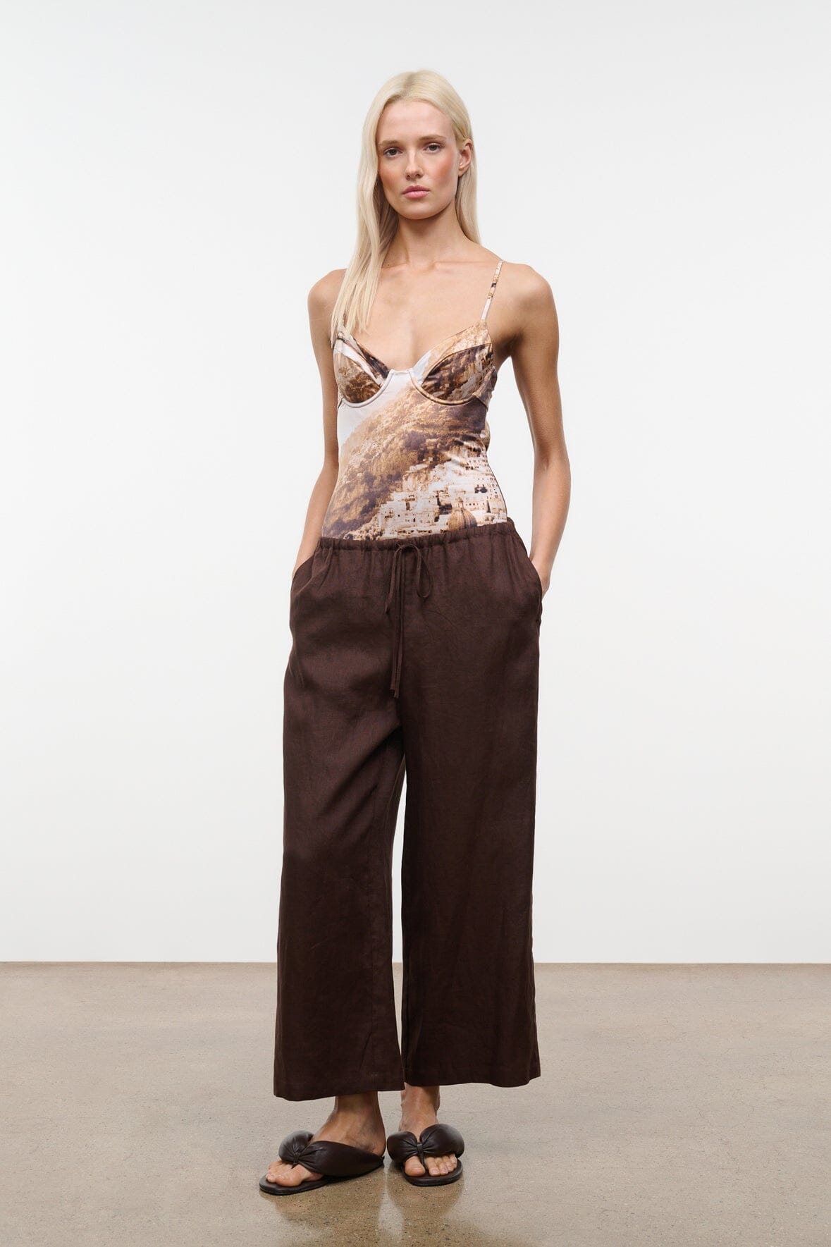 STAUD | Mateo Linen Cropped Pant Root