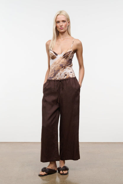 STAUD | Mateo Linen Cropped Pant Root